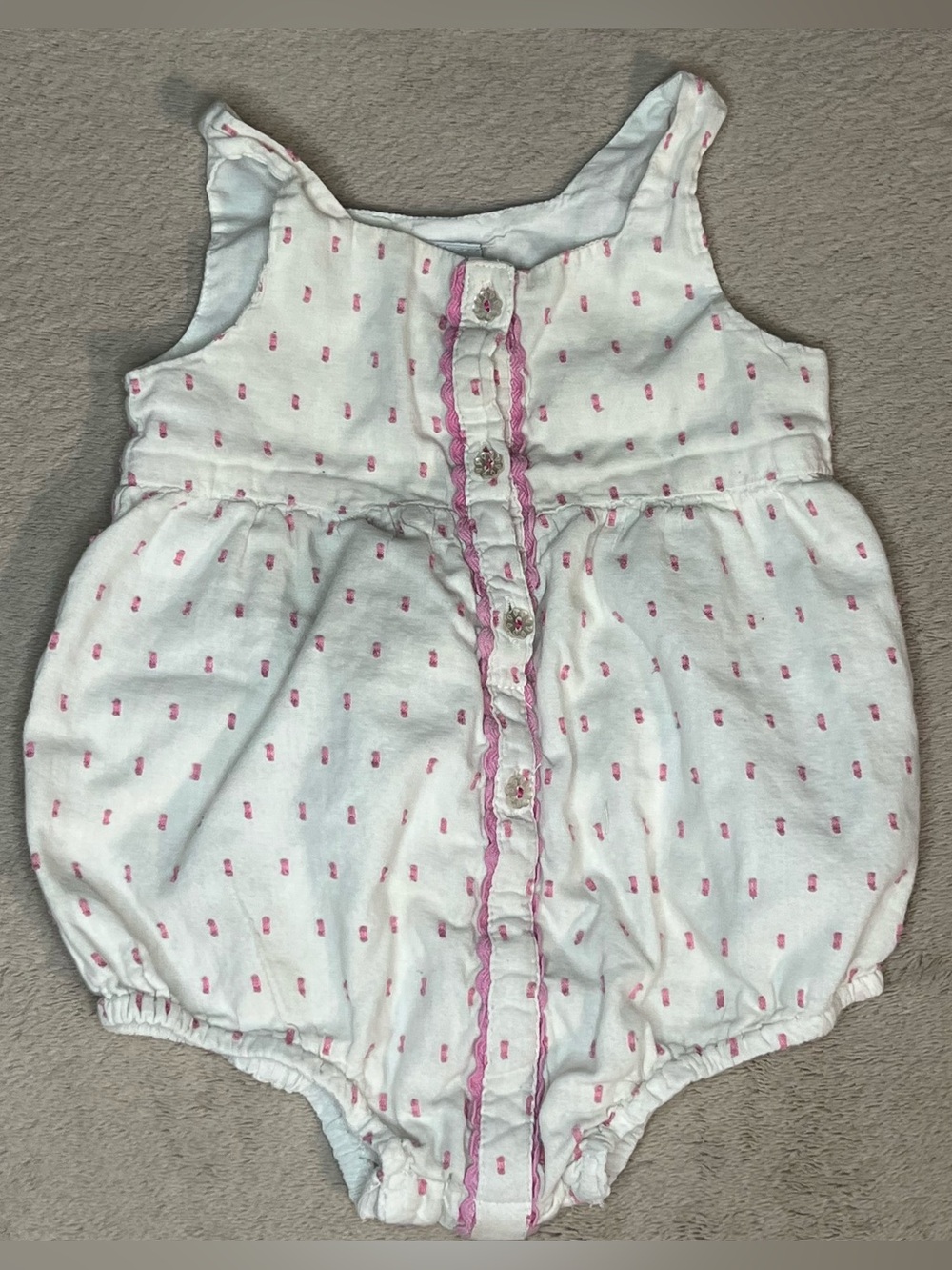 Tahari White and Pink Sleeveless Baby Romper